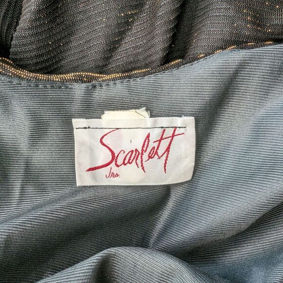 Vintage 1990s Scarlett Mini Dress Metallic Ruched Glam Whimsygoth Hollywood 5 - Picture 8 of 11